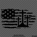 American Flag: Calvary Crosses Distressed Flag Vinyl Decal