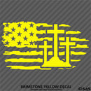 American Flag: Calvary Crosses Distressed Flag Vinyl Decal
