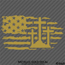 American Flag: Calvary Crosses Distressed Flag Vinyl Decal