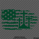 American Flag: Calvary Crosses Distressed Flag Vinyl Decal