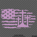 American Flag: Calvary Crosses Distressed Flag Vinyl Decal