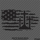 American Flag: Calvary Crosses Distressed Flag Vinyl Decal