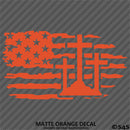 American Flag: Calvary Crosses Distressed Flag Vinyl Decal