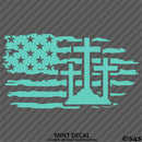 American Flag: Calvary Crosses Distressed Flag Vinyl Decal