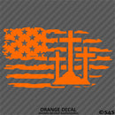 American Flag: Calvary Crosses Distressed Flag Vinyl Decal