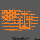 American Flag: Calvary Crosses Distressed Flag Vinyl Decal