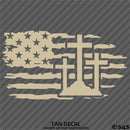 American Flag: Calvary Crosses Distressed Flag Vinyl Decal