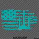 American Flag: Calvary Crosses Distressed Flag Vinyl Decal
