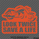 Look Twice Save A Life Motorcycle Vinyl Decal