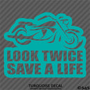 Look Twice Save A Life Motorcycle Vinyl Decal