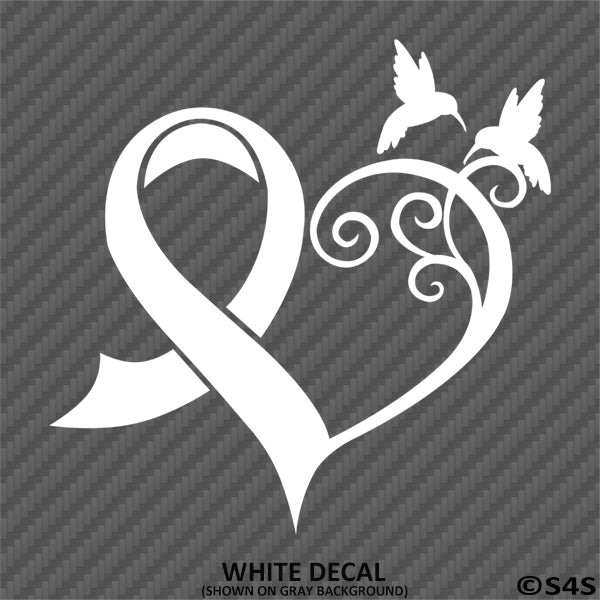 Awareness Ribbon Hummingbird Heart Vinyl Decal – S4S Designs