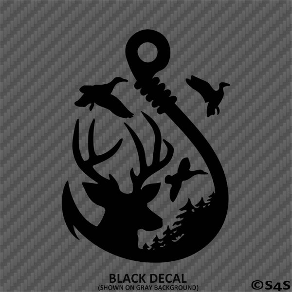 Buck, Ducks and Fish Hook Scene Vinyl Decal – S4S Designs