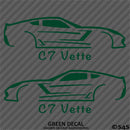C7 Chevy Corvette Silhouette (PAIR) Vinyl Decal