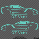 C7 Chevy Corvette Silhouette (PAIR) Vinyl Decal