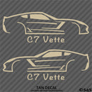 C7 Chevy Corvette Silhouette (PAIR) Vinyl Decal