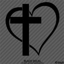 Heart & Cross Religious Vinyl Decal