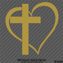 Heart & Cross Religious Vinyl Decal