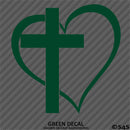 Heart & Cross Religious Vinyl Decal