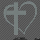 Heart & Cross Religious Vinyl Decal