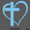 Heart & Cross Religious Vinyl Decal