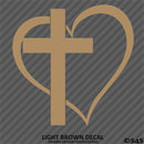 Heart & Cross Religious Vinyl Decal