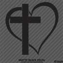 Heart & Cross Religious Vinyl Decal
