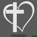 Heart & Cross Religious Vinyl Decal