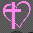 Heart & Cross Religious Vinyl Decal