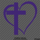 Heart & Cross Religious Vinyl Decal