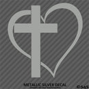 Heart & Cross Religious Vinyl Decal