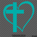 Heart & Cross Religious Vinyl Decal