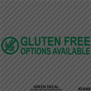 Business Decal: "Gluten Free Options Available" Vinyl Decal - S4S Designs
