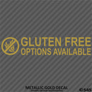 Business Decal: "Gluten Free Options Available" Vinyl Decal - S4S Designs