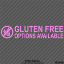 Business Decal: "Gluten Free Options Available" Vinyl Decal - S4S Designs