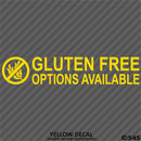 Business Decal: "Gluten Free Options Available" Vinyl Decal - S4S Designs