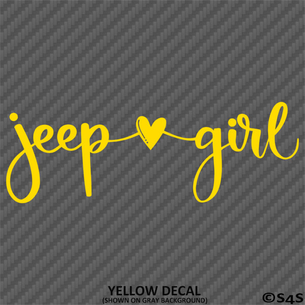 For Jeep: Jeep Girl Signature With Heart Vinyl Decal