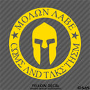 Molon Labe 2nd Amendment Spartan Helmet Gun Rights 2A Vinyl Decal