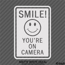 Business Decal: "Smile You're On Camera" Vinyl Decal Style 2