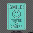 Business Decal: "Smile You're On Camera" Vinyl Decal Style 2