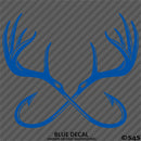 Double Fish Hook And Antlers Hunting/Fishing Vinyl Decal