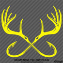 Double Fish Hook And Antlers Hunting/Fishing Vinyl Decal