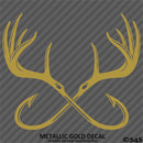 Double Fish Hook And Antlers Hunting/Fishing Vinyl Decal