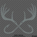 Double Fish Hook And Antlers Hunting/Fishing Vinyl Decal