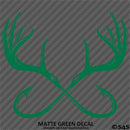Double Fish Hook And Antlers Hunting/Fishing Vinyl Decal
