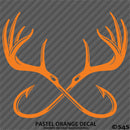 Double Fish Hook And Antlers Hunting/Fishing Vinyl Decal