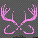 Double Fish Hook And Antlers Hunting/Fishing Vinyl Decal