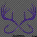 Double Fish Hook And Antlers Hunting/Fishing Vinyl Decal