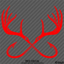 Double Fish Hook And Antlers Hunting/Fishing Vinyl Decal