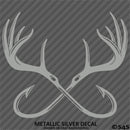 Double Fish Hook And Antlers Hunting/Fishing Vinyl Decal