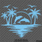 Sunset Tropical Island Beach Scene Dolphins And Seagulls Vinyl Decal